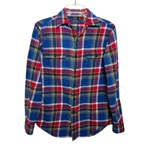 Polo Ralph Lauren Plaid Twill Flannel Shirt Size Small Blue Red